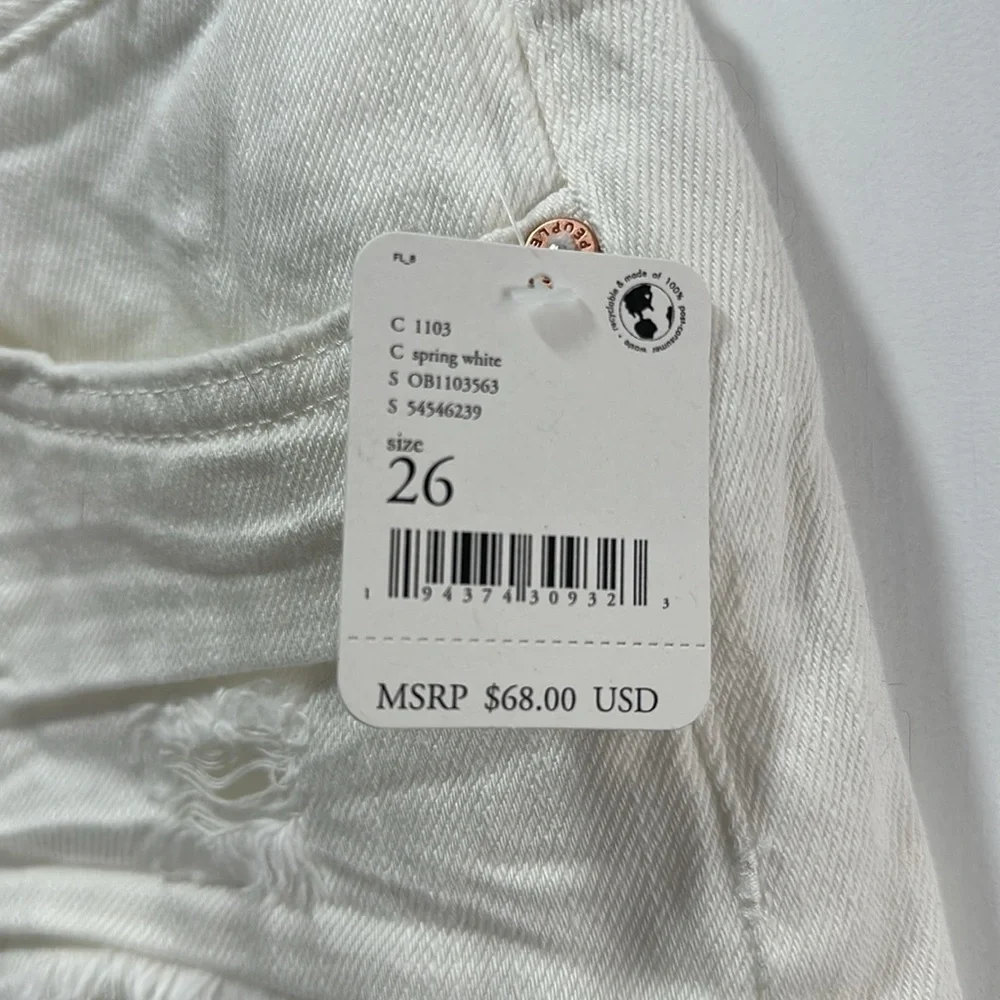 NWT Free People We The Free Living Good Vibrations White Denim Cutoff Shorts - Picture 8 of 11
